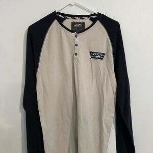 Vans Men's Black and Cream Long Sleeve Shirt